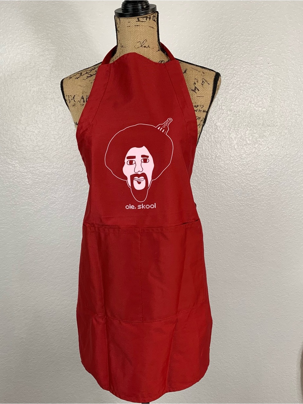 New Men OleSkool Apron great for grilling. Unisex. Red Or BLACK aprons.